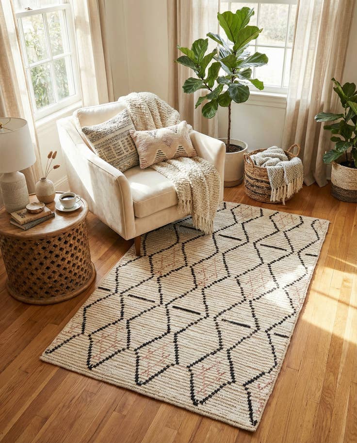 Detail image of 3' 2 x 5' 4 Hand Knotted Moroccan Wool Rug