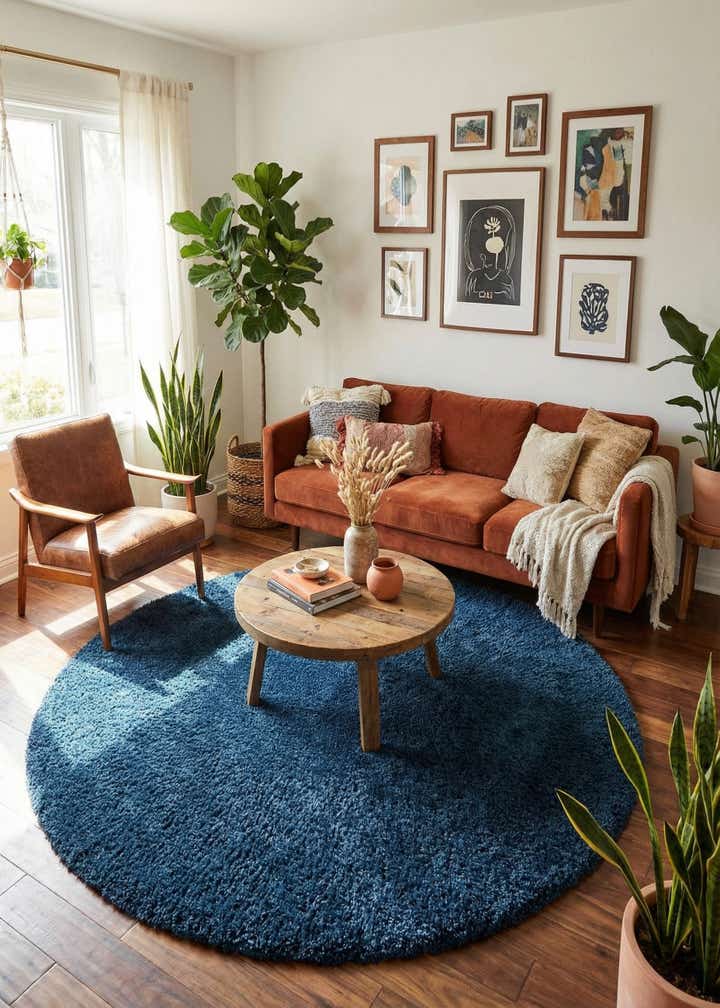 7' x 7' Solid Shag Round Rug