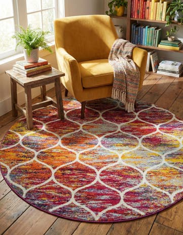 6' x 6' Lattice Frieze Round Rug