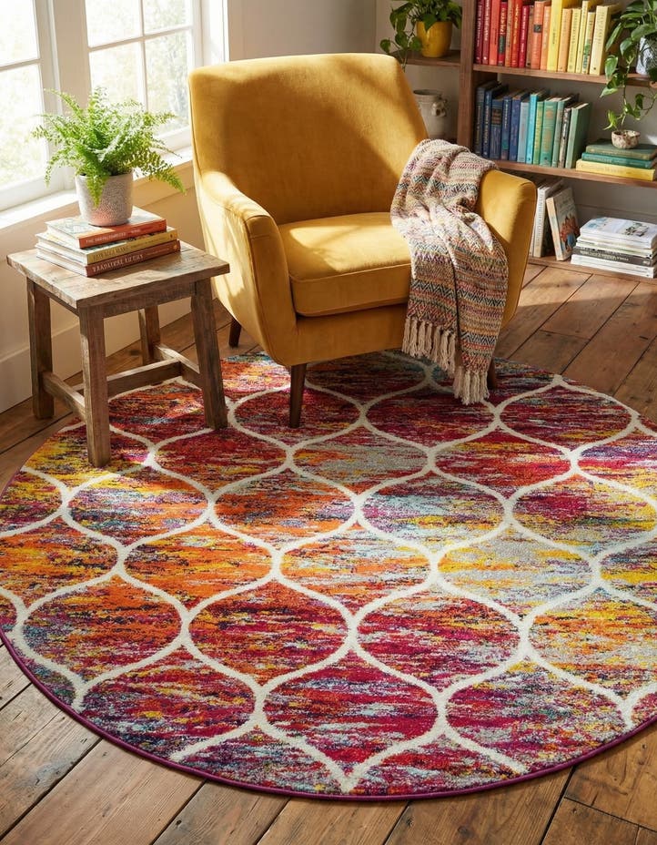 6' x 6' Lattice Frieze Round Rug