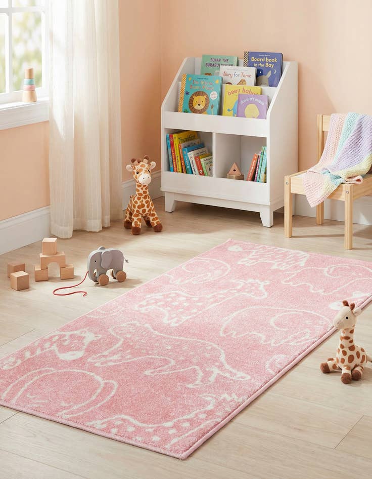 Detail image of 2' 2 x 4' Animals Whimsy Kids Runner Rug