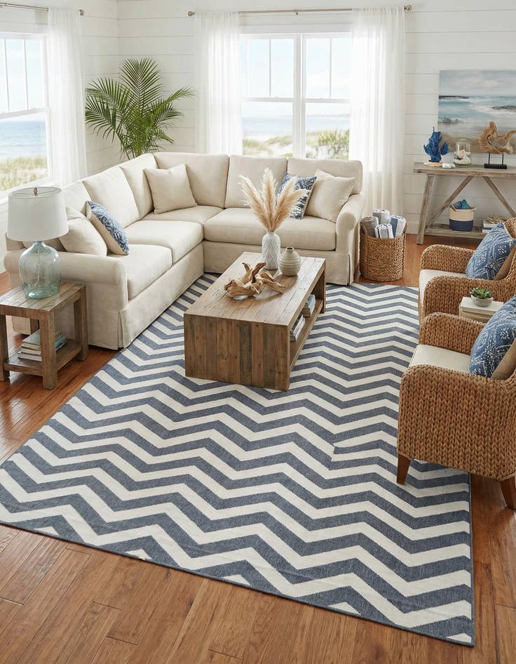 Detail image of 9' x 12'  Washable Coastal Indoor / Outdoor Rug