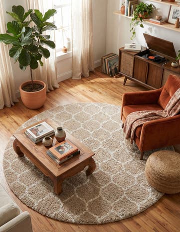 7' 10 x 7' 10 Lattice Shag Round Rug