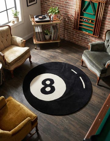 Black and White Hand Tufted Wool Round Rug