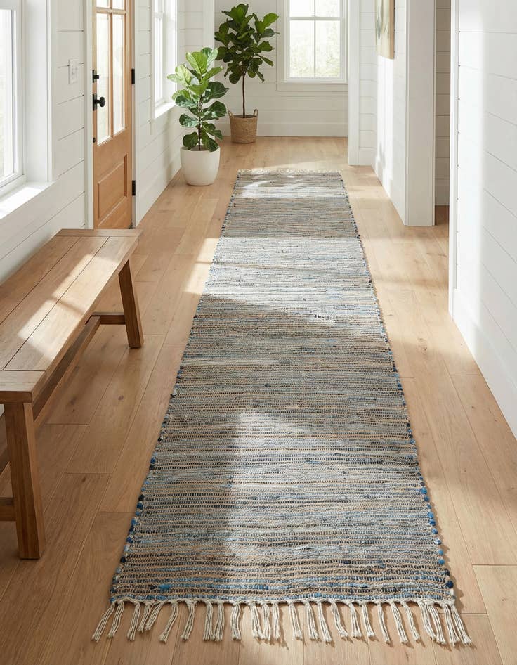 Detail image of 2' 7 x 13' 1  Hand Woven Chindi Jute Runner Rug