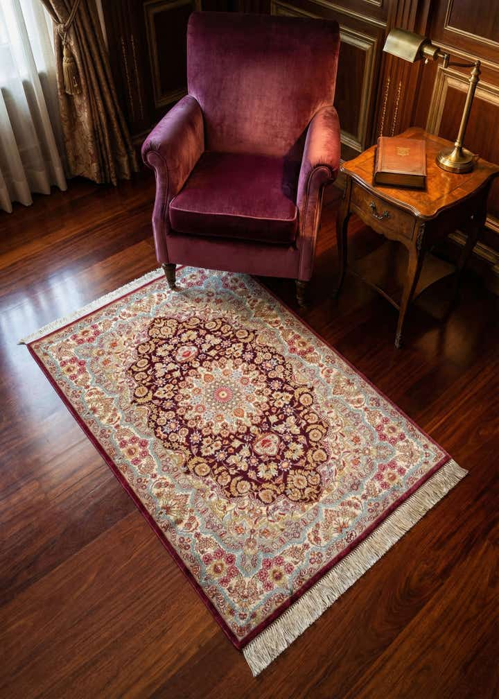 2' 7 x 3' 11 Ghom Silk Rug