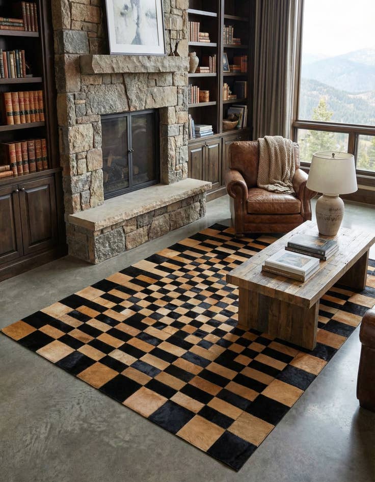 Detail image of 5' 1 x 8' Cowhide - Patchwork Rug