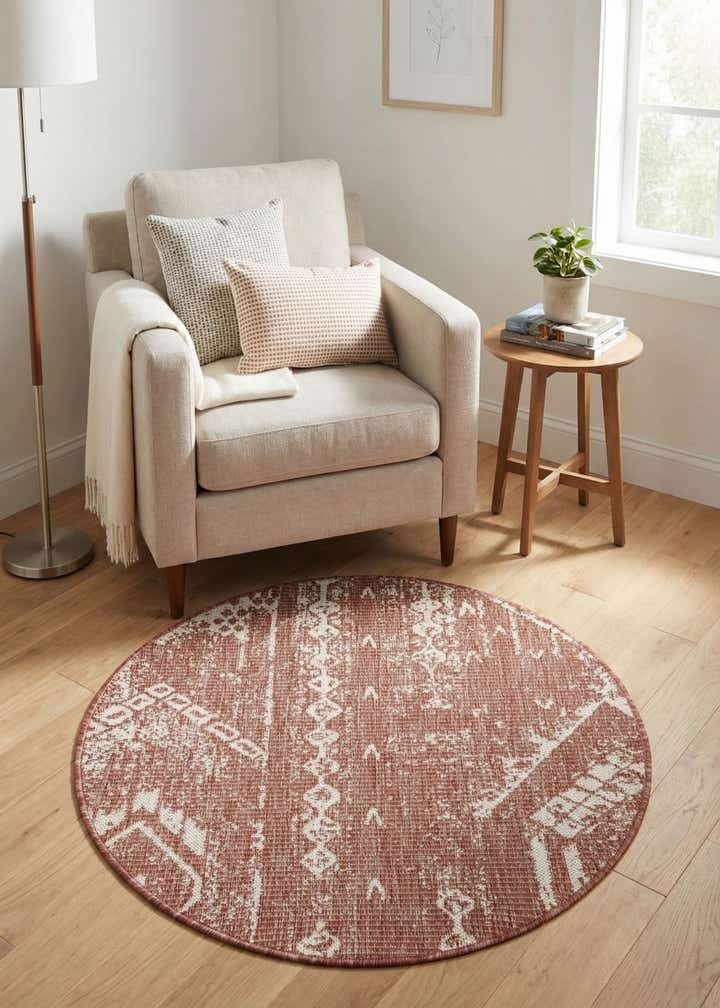 3' x 3' Easy-Clean Bohemian Indoor / Outdoor Round Rug