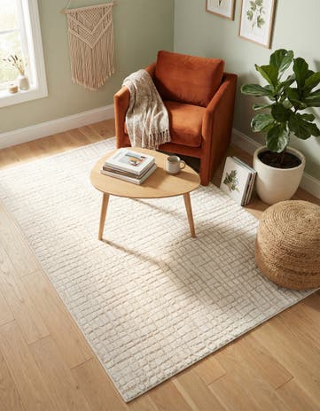 Ivory White Textura Designer Rug