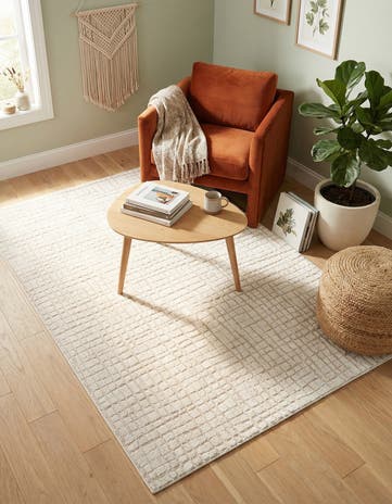 Ivory White Textura Designer Rug