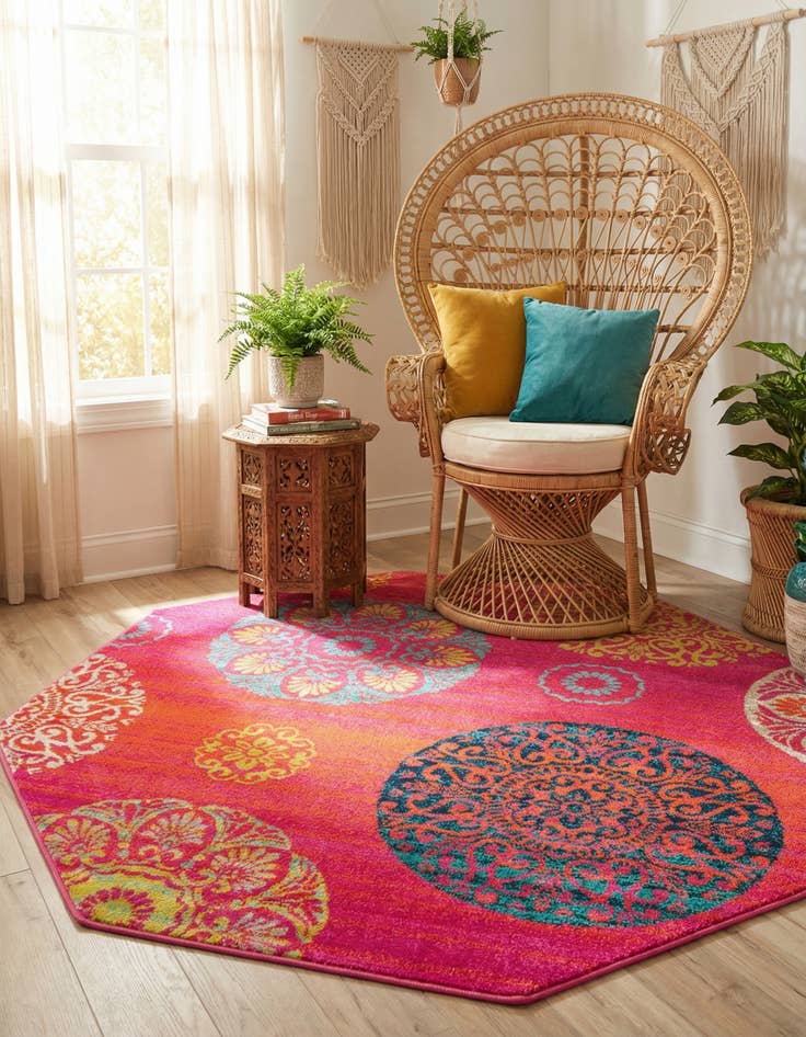 Detail image of 5' 3 x 5' 3 Azalea Octagon Rug