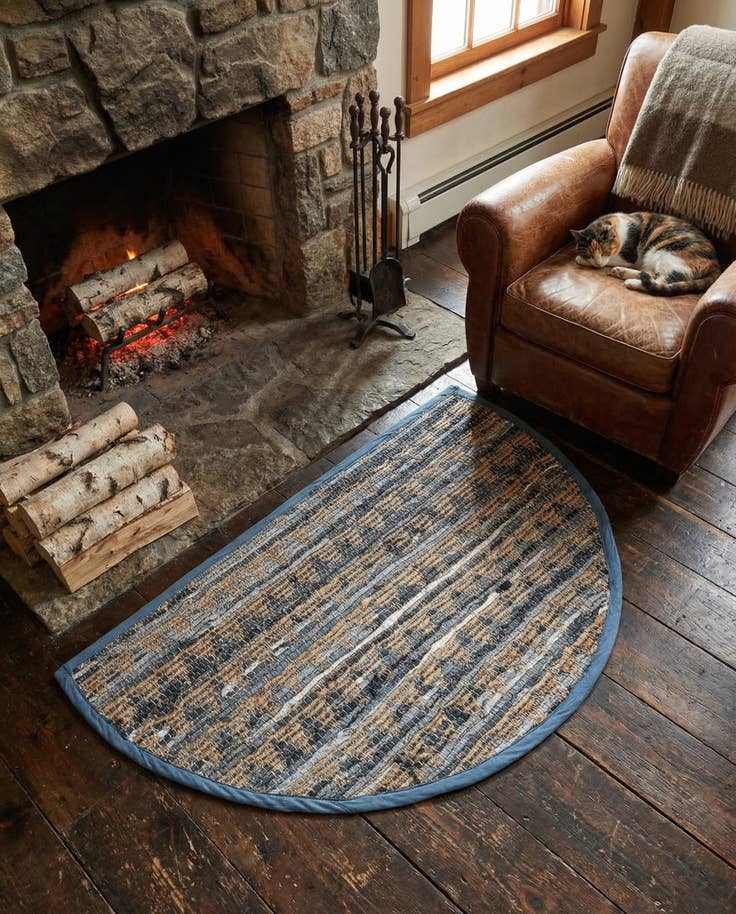 Detail image of 2' 2 x 3' 7 Hand Woven Chindi Jute Hearth Rug