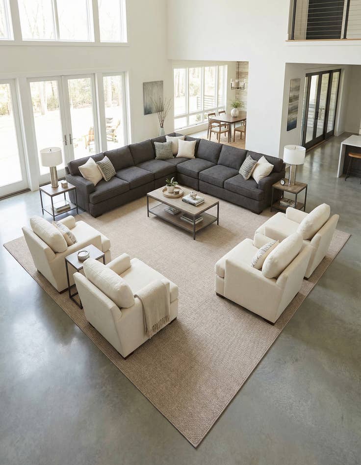 Detail image of 13' x 13'  Washable Solid Indoor / Outdoor Square Rug