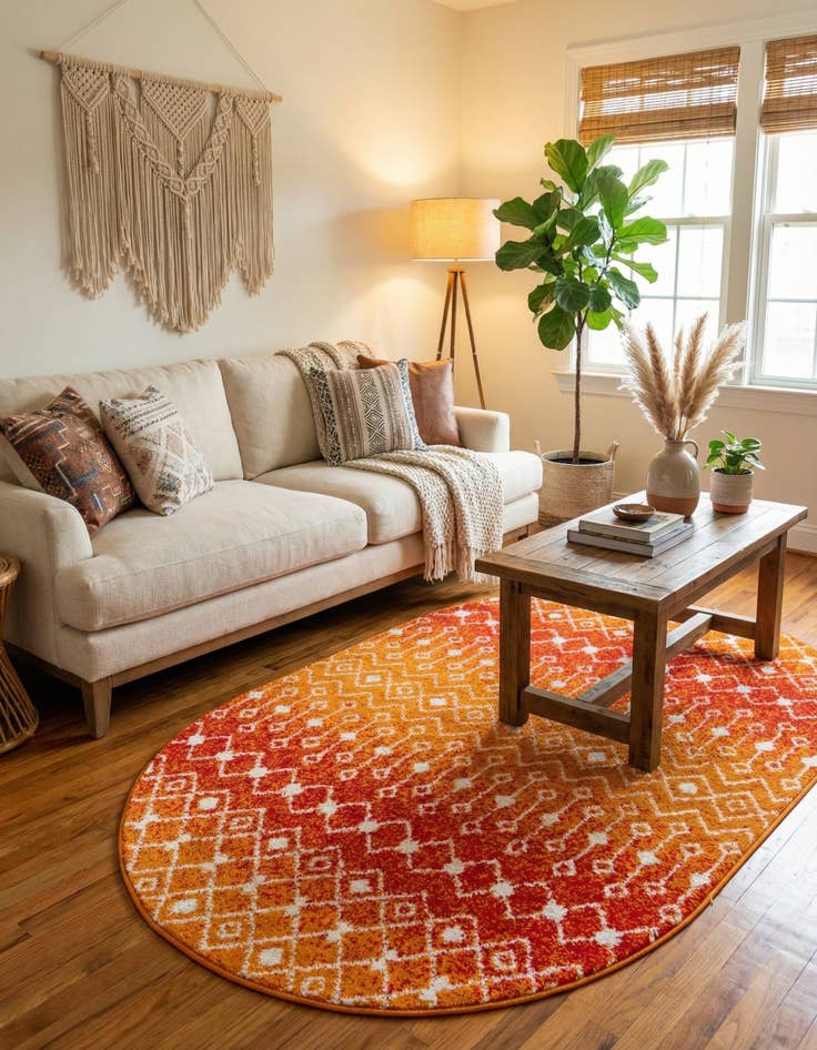 Detail image of 4' x 6' Moroccan Trellis Oval Rug