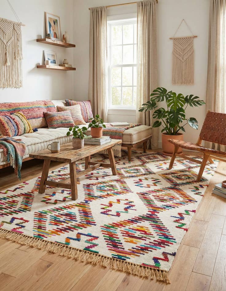 Detail image of 7' 1 x 10' Hand Woven Chindi Trellis Rug