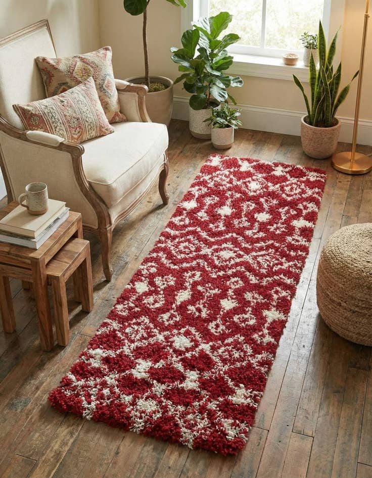 Detail image of 2' x 5' Moroccan Trellis Shag Runner Rug