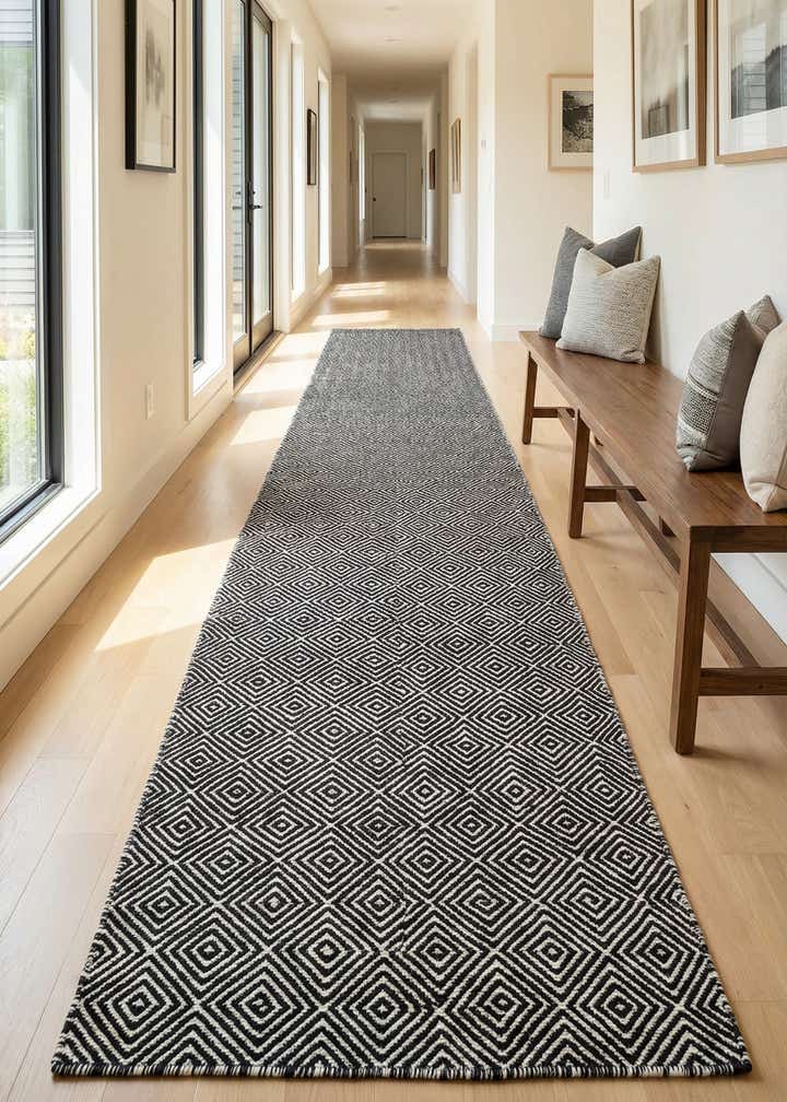 2' 7 x 14' 1 Hand Woven Geo Trellis Flatweave Runner Rug