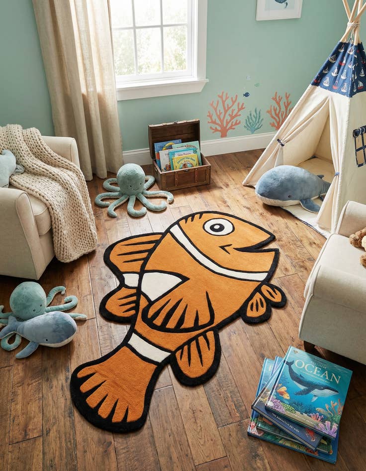 Detail image of 4' 1 x 6' 1 Playtime Kids Wool Freeform Rug