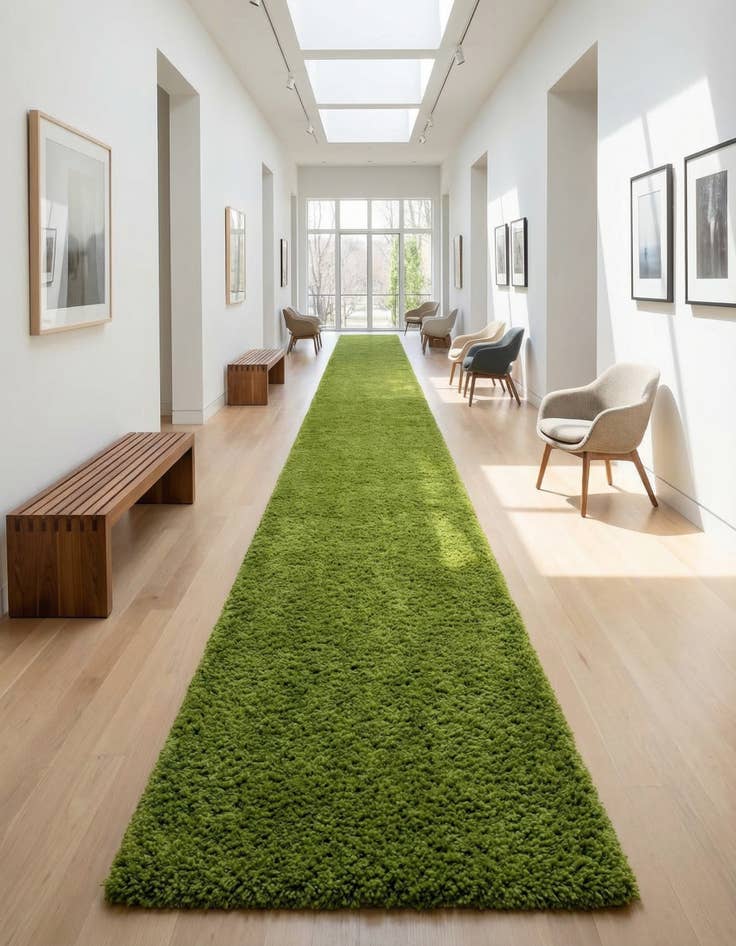 Detail image of 2' 7 x 19' 8 Solid Shag Runner Rug