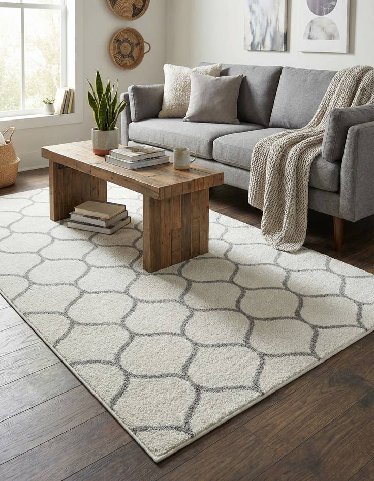 Detail image of 5' 3 x 8' Lattice Frieze Rug