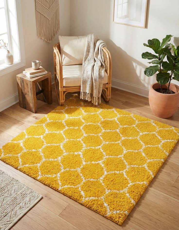 Detail image of 4' x 4' Lattice Shag Square Rug