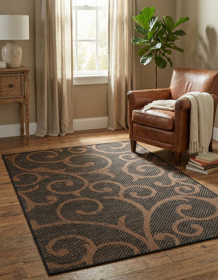 Detail image of 3' 3 x 5' 3 Washable Botanical Indoor / Outdoor Rug