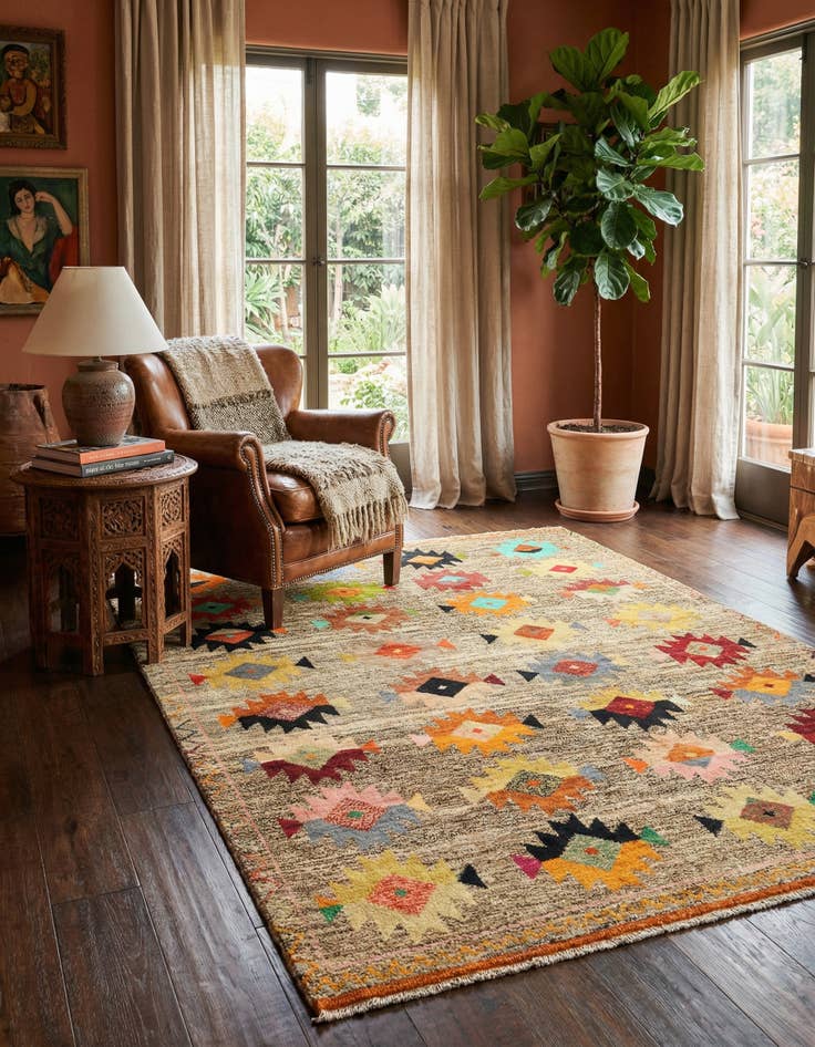 Detail image of 5' 8 x 7' 8 Hand Knotted Balouch Wool Rug