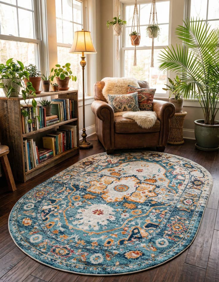 Detail image of 5' 3 x 8' Madeline Vintage Oval Rug