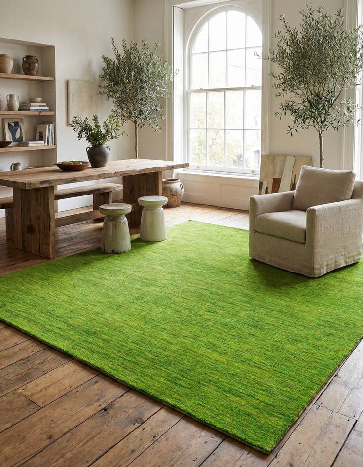 Detail image of 9' 10 x 9' 10  Hand Knotted Solid Gabbeh Wool Square Rug