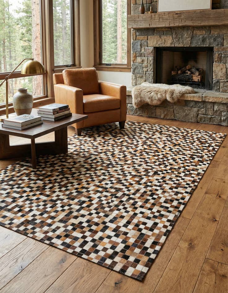 Detail image of 5' 6 x 7' 7 Cowhide Stocks Rug