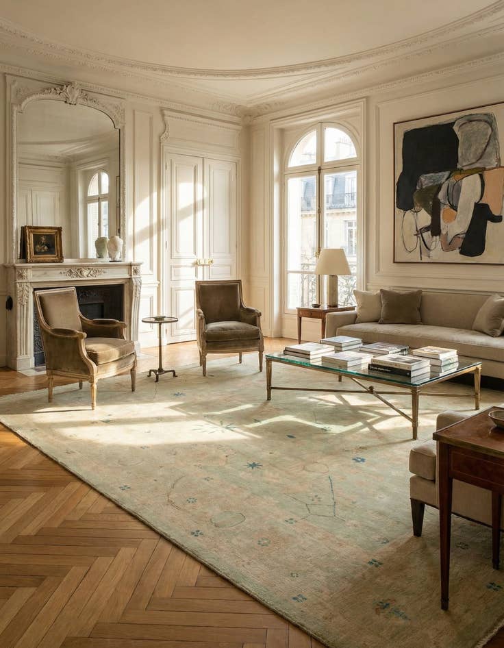 Detail image of 8' 10 x 11' 11 Hand Knotted Oushak Wool Rug