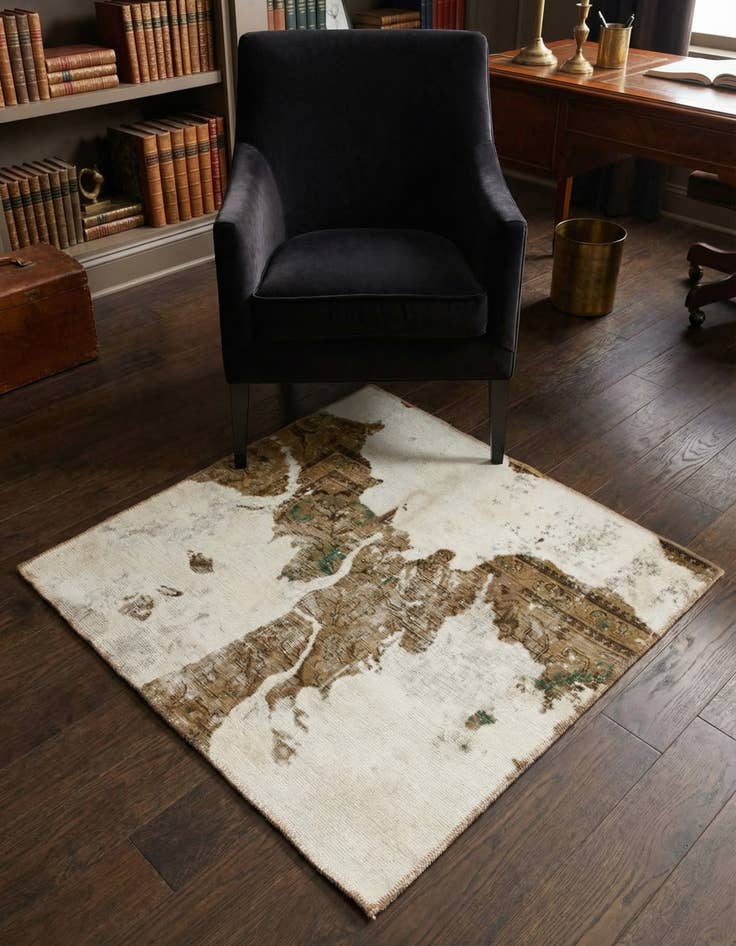 Detail image of 3' 8 x 3' 10 Hand Knotted Ultra Vintage Persian Wool Square Rug