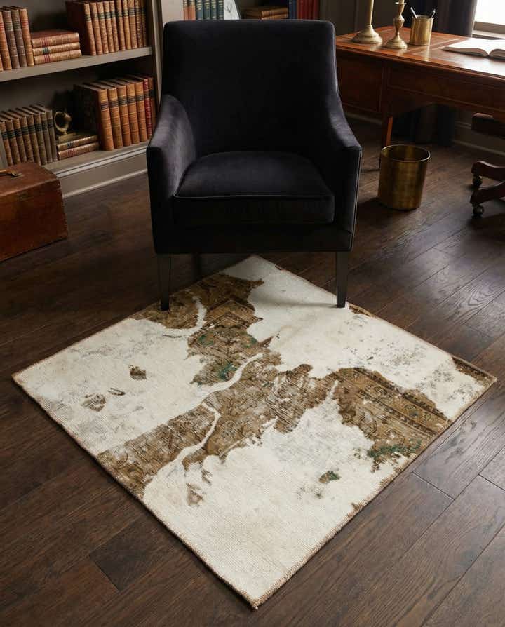 3' 8 x 3' 10 Hand Knotted Ultra Vintage Persian Wool Square Rug