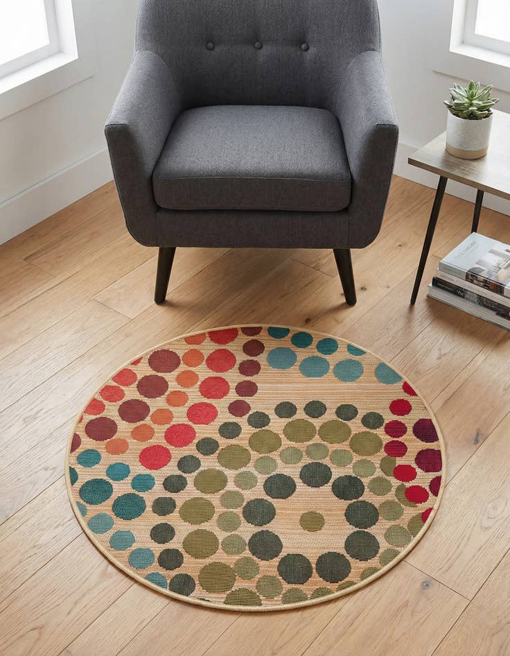 Detail image of 2' 7 x 2' 7 Washable Modern Indoor / Outdoor Round Rug