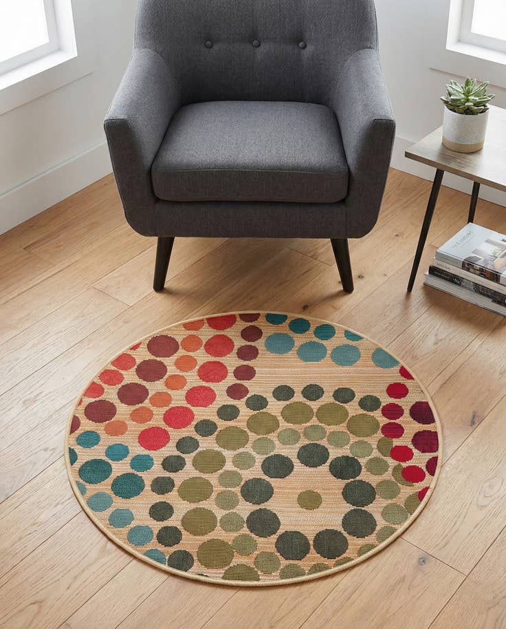 Detail image of 2' 7 x 2' 7 Easy-Clean Modern Indoor / Outdoor Round Rug