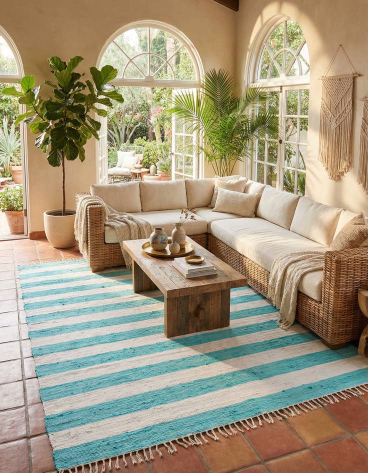 Detail image of 10' x 14' 1 Hand Woven Chindi Rag Rug