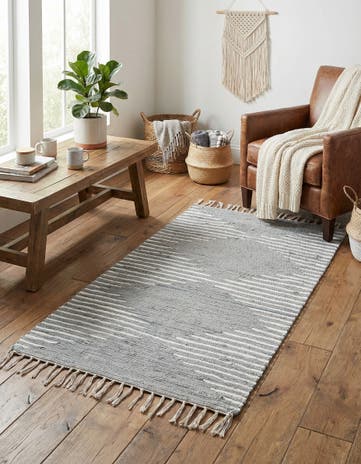 Light Gray Hand Woven Chindi Cotton Rug