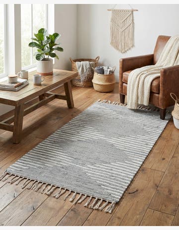 Light Gray Hand Woven Chindi Cotton Rug