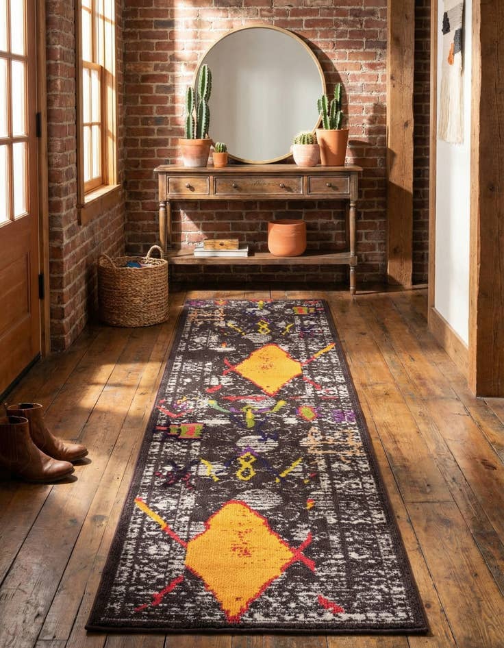 Detail image of 2' 7 x 10' Washable Santa Fe Runner Rug