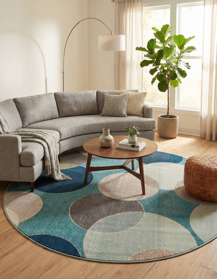 Detail image of 8' x 8' Washable Theia Round Rug