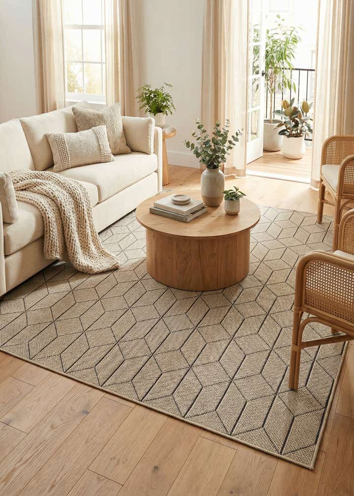 7' 10 x 7' 10 Easy-Clean Trellis Indoor / Outdoor Square Rug