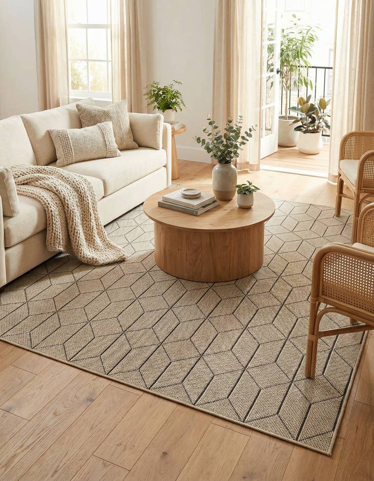 Detail image of 7' 10 x 7' 10 Easy-Clean Trellis Indoor / Outdoor Square Rug
