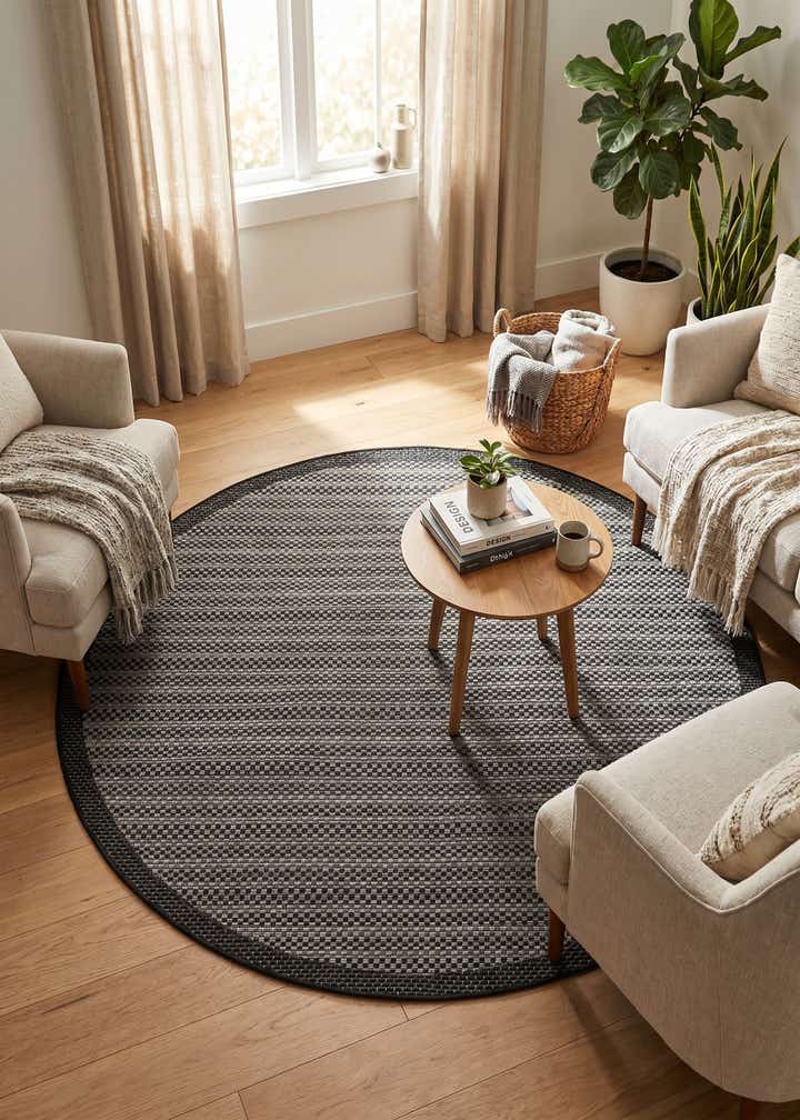 6' x 6' Easy-Clean Border Indoor / Outdoor Round Rug