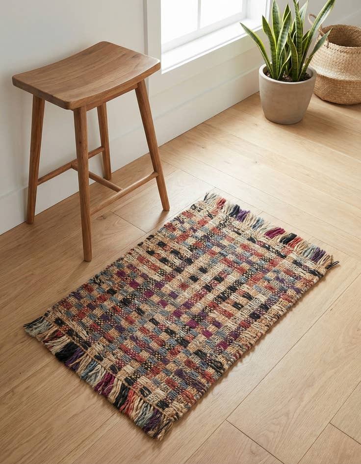 Detail image of 2' x 3' 1  Hand Woven Chunky Jute Rug