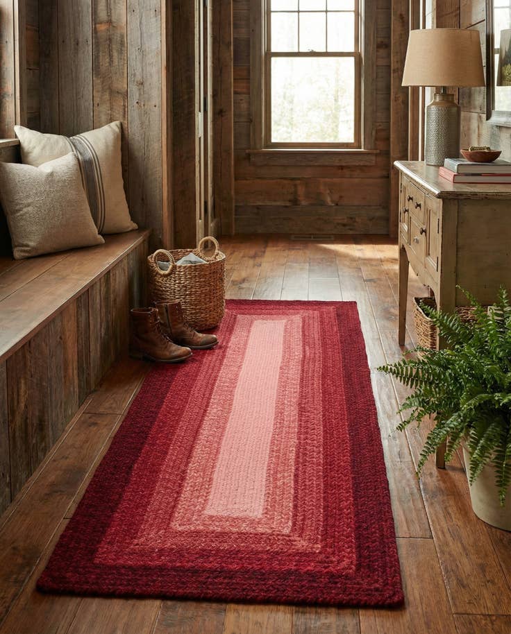 Detail image of 2' x 6' 1 Handmade Hand Braided Wool Runner Rug