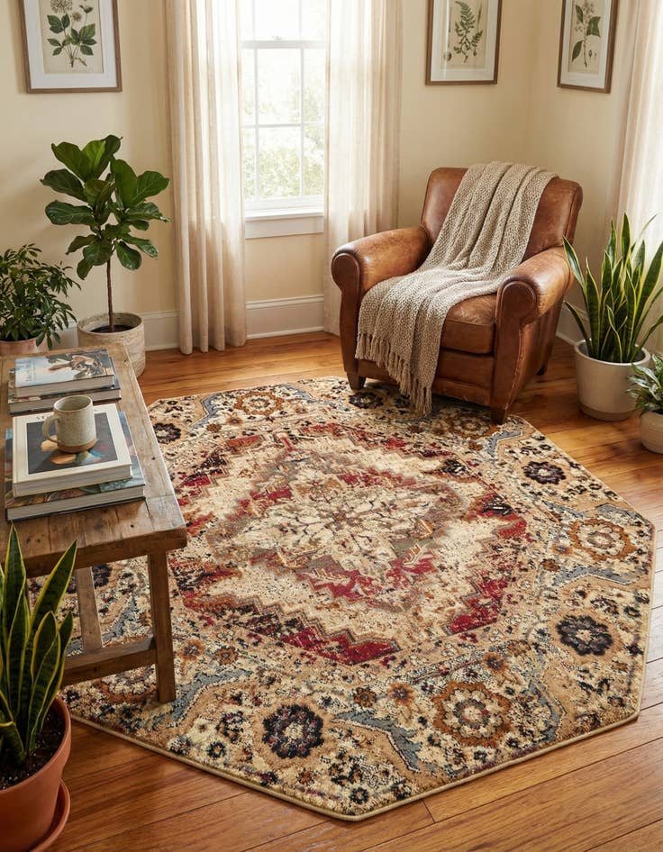 Detail image of 5' 3 x 5' 3 Saturn Octagon Rug