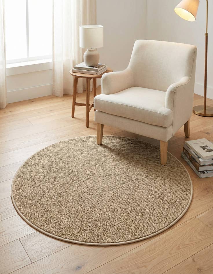 Detail image of 3' 1 x 3' 1 Washable Solid Indoor / Outdoor Round Rug