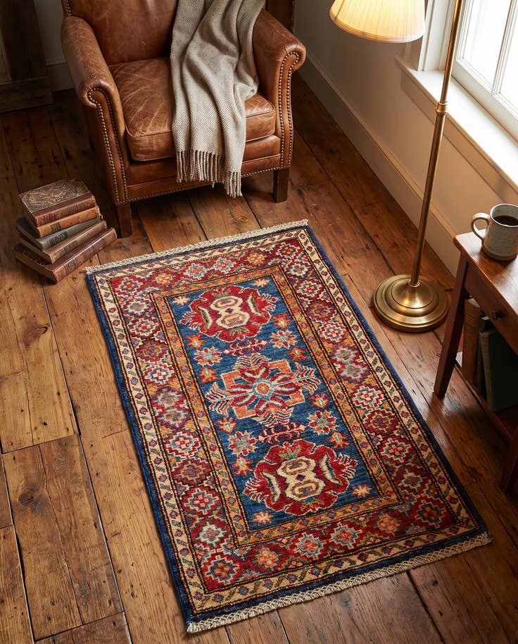 Detailansicht von 60cm x 95cm Handgeknüpft Kazak Teppich