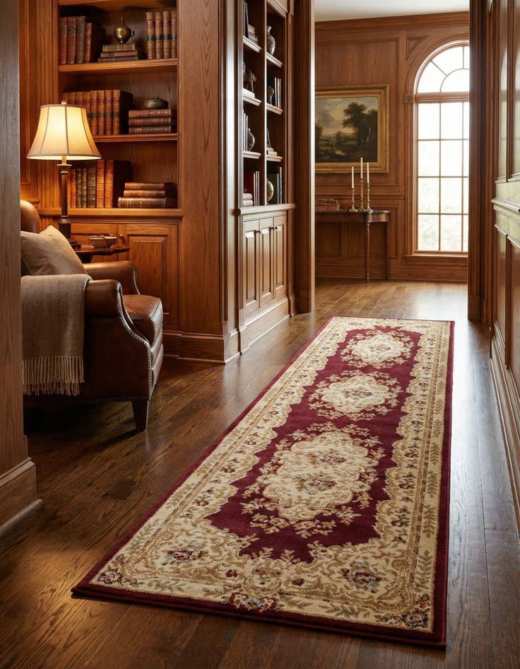 Detail image of 2' 7 x 13' Classic Aubusson Runner Rug