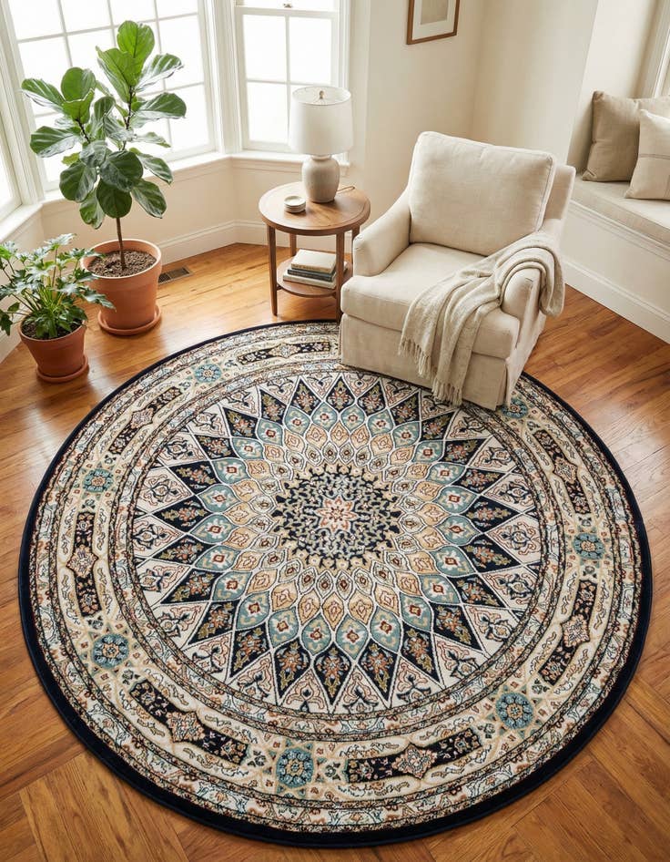 Detail image of 6' x 6' Nain Design Round Rug